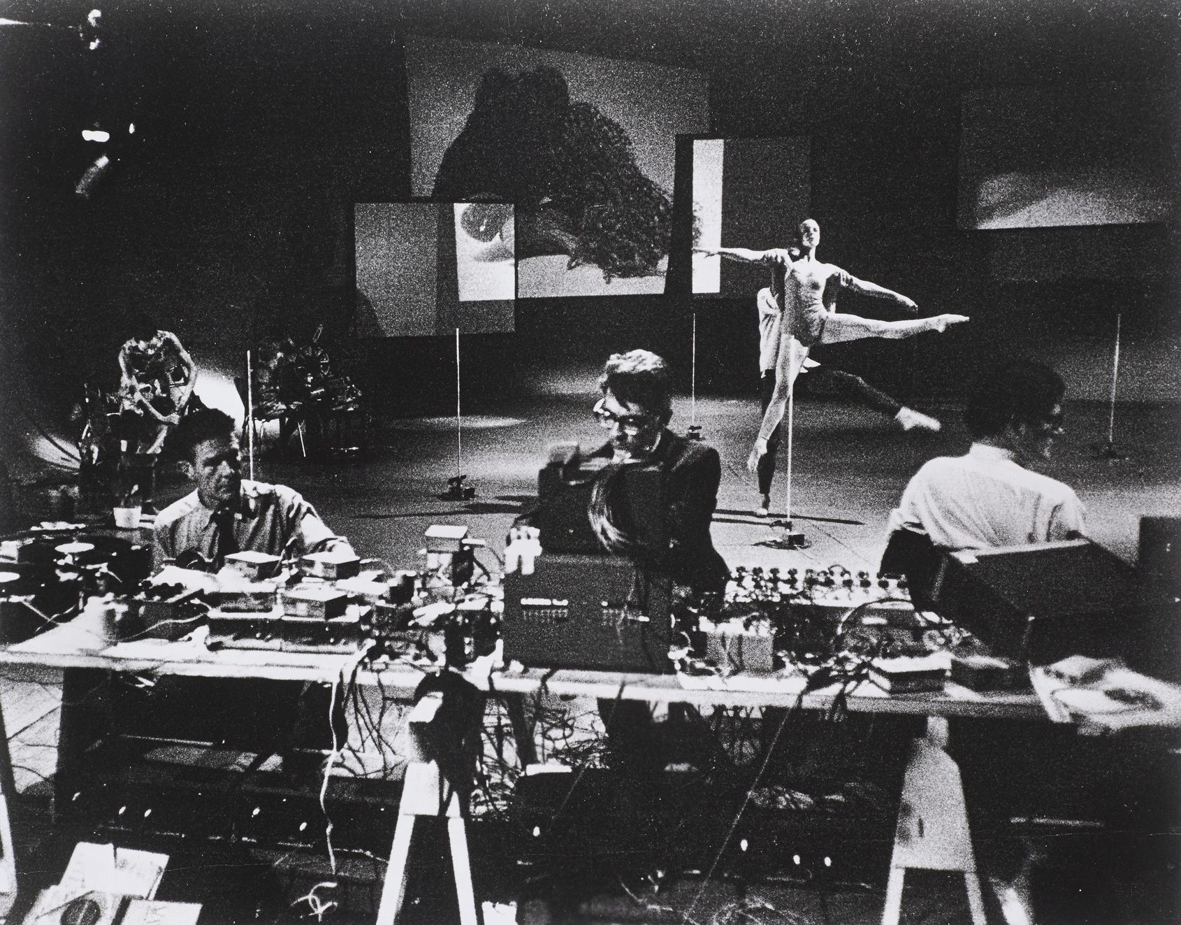 Variations V, John Cage, performed by Merce Cunningham Dance Company, Cage, David Tudor and Gordon Mumma, Video by Stan Vanderbeek (1965)