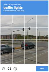 A ReCaptcha test that helps train image segmentation and classification AI algorithms.