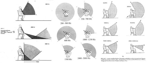 Instrument sound radiation patterns at different frequencies, 
from J. Meyer (2004), “Akustik und musikalische Aufführungspraxis”, Fifth edition, PPVMEDIEN, Edition Bochinsky
