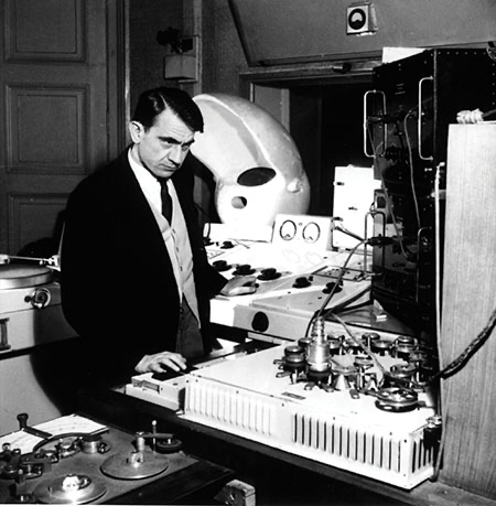 Pierre Schaeffer composing with tape recorders.